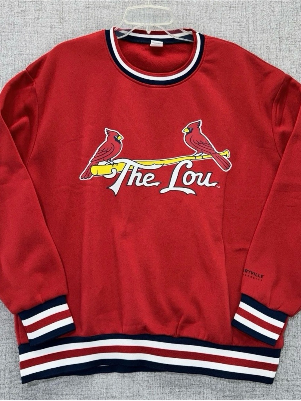 Red 'The Lou' Graphic Crewneck Sweater